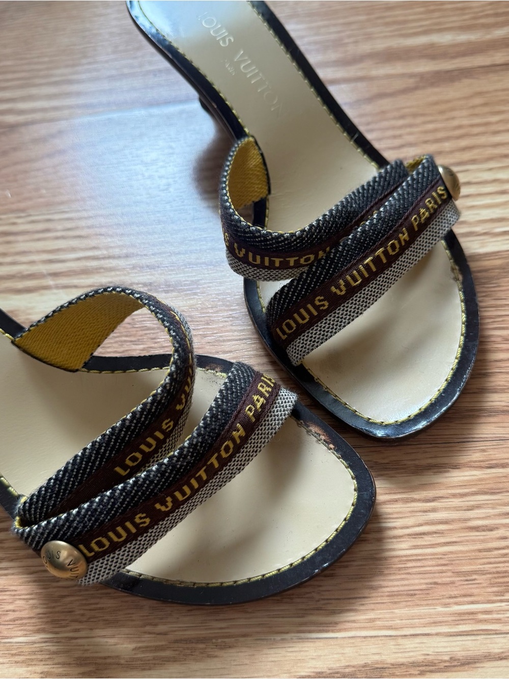 Louis Vuitton Brown & Tan Strappy Heeled Sandals